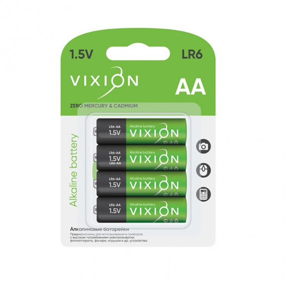 Батарейка Vixion алкалиновая LR6 - AA (блистер 4шт)