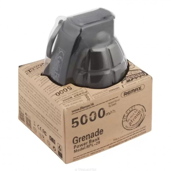 Внешний АКБ REMAX Grenade RPL-28 5000 mAh 1xUSB, 1A, Li-Ion (черный) Внешний АКБ REMAX Grenade RPL-28 5000 mAh 1xUSB, 1A, Li-Ion (черный)