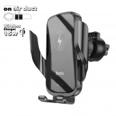 Держатель в авто с БЗУ HOCO CA202 автозажим, в воздуховод, 15W (черный)