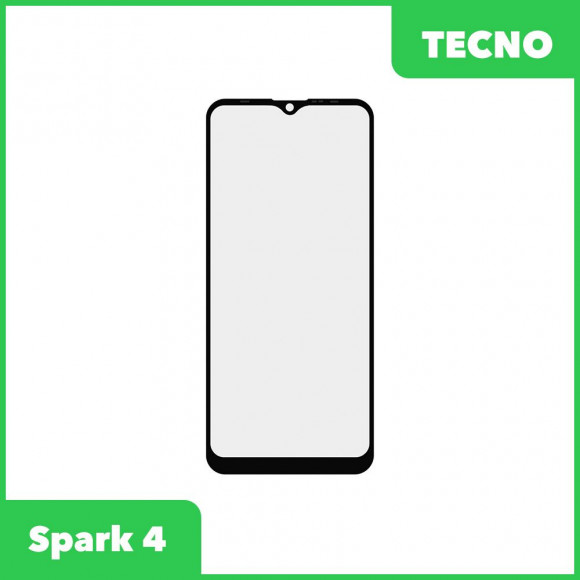 Стекло + OCA пленка для переклейки Tecno Spark 4 (черный)