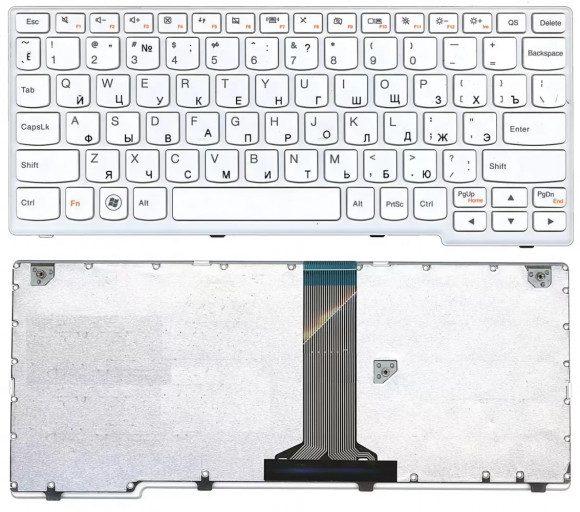 Клавиатура для ноутбука Lenovo IdeaPad S205 белая с рамкой