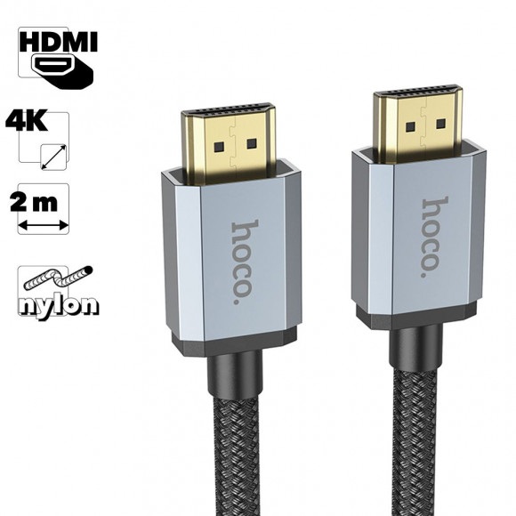 HDMI кабель HOCO US03 2.0м, 4K video, нейлон (черный)