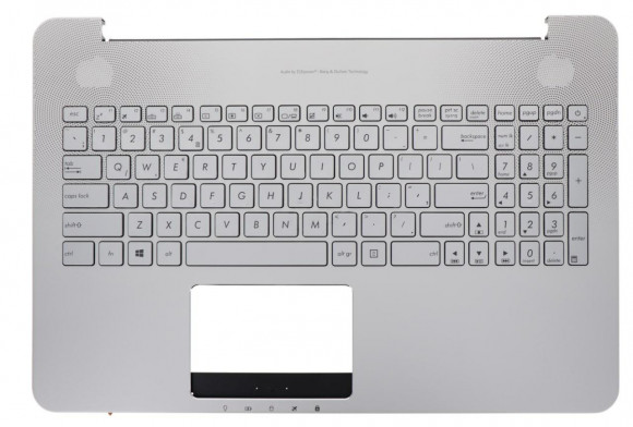 Верхняя часть корпуса (Palmrest) Asus VivoBook N752 с клавиатурой, с подсветкой, серебристый, ENG