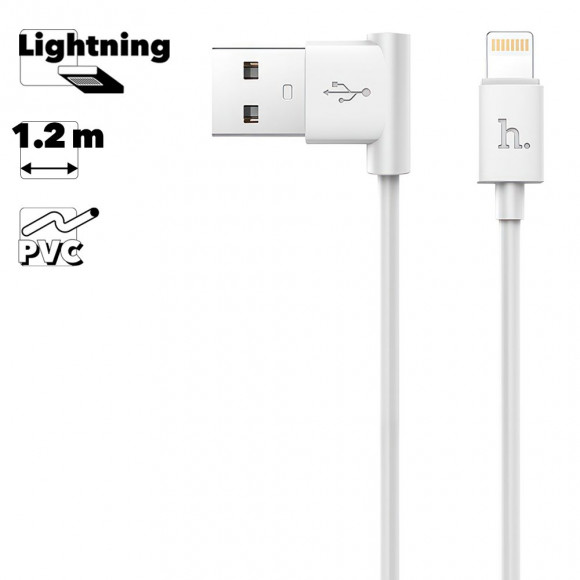 USB кабель Hoco UPL11 L Shape Lightning Charging Cable, 1 метр, белый