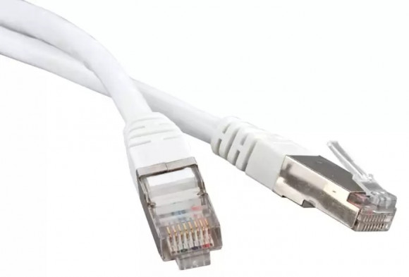 Патч-корд RJ45 - RJ45, 4 пары, FTP, категория 5е, 0.5 м, белый, LANMASTER, LAN-S45-45-0.5-WH