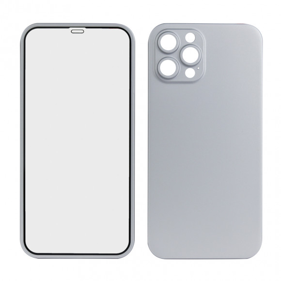 Защита 360° стекло + чехол для Apple iPhone 12 Pro Max, серебро