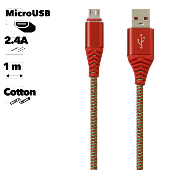 USB кабель MicroUSB Носки (красный, блистер)