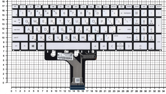 Клавиатура для ноутбука HP Pavilion 15-EG, 15-EH, серебристая