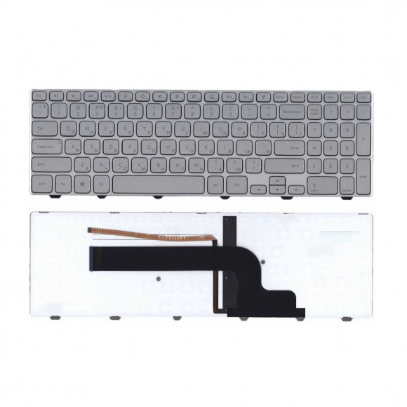 Клавиатура для ноутбука Dell Inspiron 15-7000, 15-7537 серебряная, с подсветкой