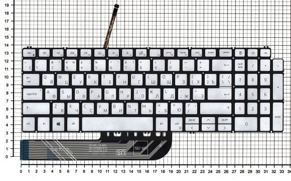 Клавиатура для ноутбука Dell Inspiron 5584, серебристая