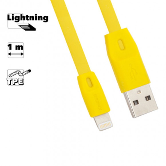 USB кабель Remax Full Speed Series 1M Cable RC-001i для Apple 8-pin, желтый