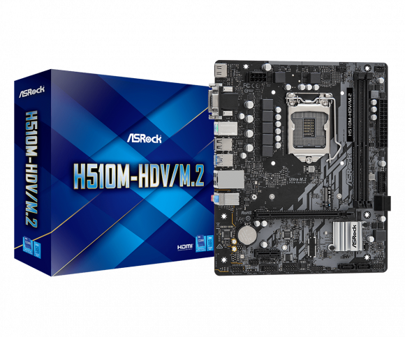 Материнская плата Asrock H510M-HDV/M.2, LGA1200, Intel H510, mATX, BOX