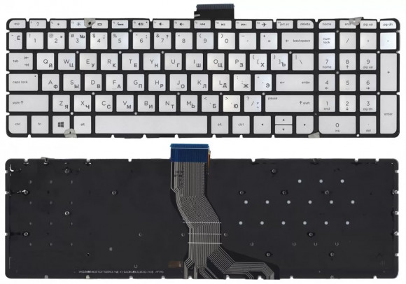 Клавиатура ноутбука HP Omen 15-CD, серебристая с подсветкой