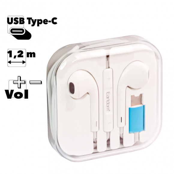 Гарнитура Earldom ET-E19 USB Type-C вставная, белая