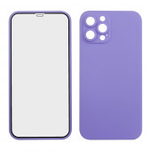 Защита 360° стекло + чехол для Apple iPhone 12 Pro Max, сиреневый Защита 360° стекло + чехол для Apple iPhone 12 Pro Max, сиреневый