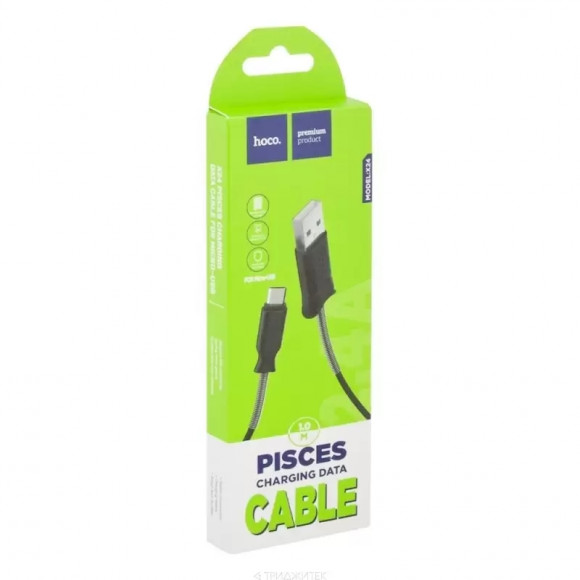 USB кабель Hoco X24 Piscec Charging Cable Micro, 1 метр, черный USB кабель Hoco X24 Piscec Charging Cable Micro, 1 метр, черный