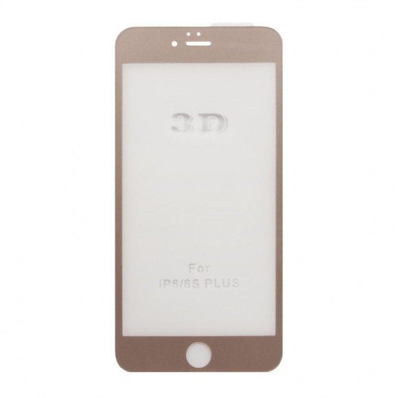 Защитное стекло для Apple iPhone 6, 6s Plus Tempered Glass 3D, золотое (ударопрочное)