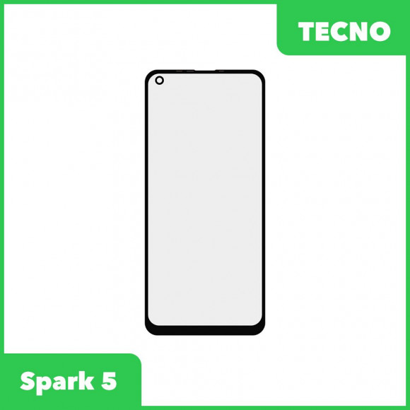 Стекло + OCA пленка для переклейки Tecno Spark 5 (черный)