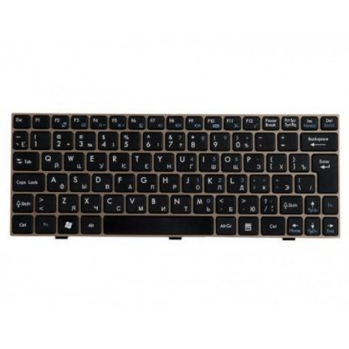 Клавиатура для ноутбука MSI WIND U135 U135DX U160 U160DX MS-N014 черная золотистая рамка РУССКАЯ РАСКЛАДКА