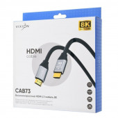 Кабель Vixion CAB73 HDMI 2.1 Ultra HD 4320P, 8K@60 Hz, 48Gbps, 2 м, черный Кабель Vixion CAB73 HDMI 2.1 Ultra HD 4320P, 8K@60 Hz, 48Gbps, 2 м, черный