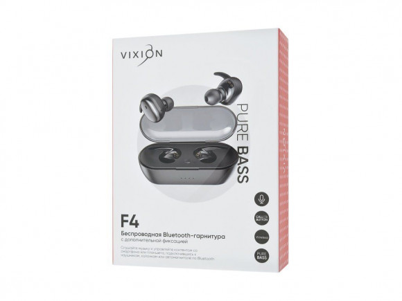 Наушники беспроводные F4, черный (Vixion) Наушники беспроводные F4, черный (Vixion)