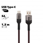 USB кабель Hoco U68 5A Gusto Flash Charging Data Cable For Type-C, 1.2 м, черный USB кабель Hoco U68 5A Gusto Flash Charging Data Cable For Type-C, 1.2 м, черный