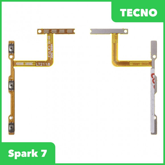 Шлейф для Tecno Spark 7 на кнопки громкости, включения