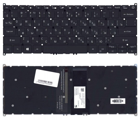 Клавиатура для ноутбука Acer Aspire A514-52, черная с подсветкой
