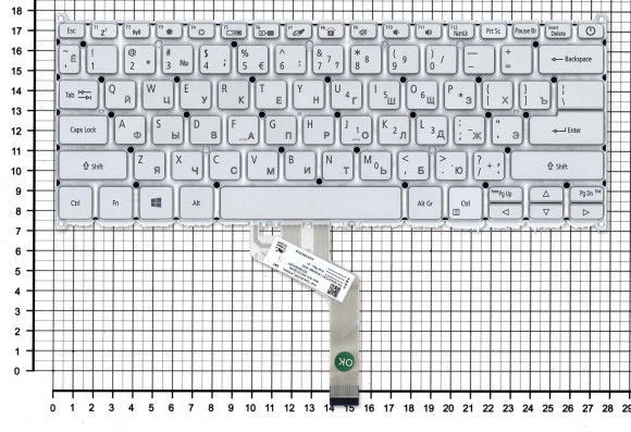 Клавиатура для ноутбука Acer Swift 3 SF314-42, серебристая с подсветкой Клавиатура для ноутбука Acer Swift 3 SF314-42, серебристая с подсветкой