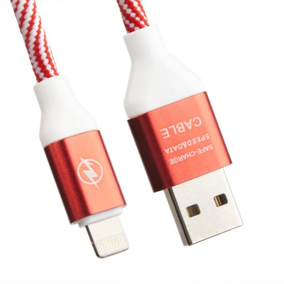 USB кабель "LP" для Apple 8-pin Волны (красный, белый, европакет)