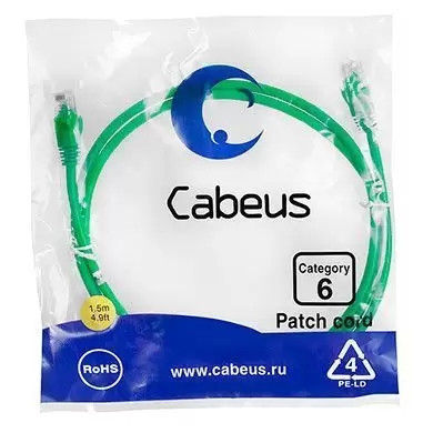 Патч-корд U/UTP Cabeus PC-UTP-RJ45-Cat.6-1.5m-GN