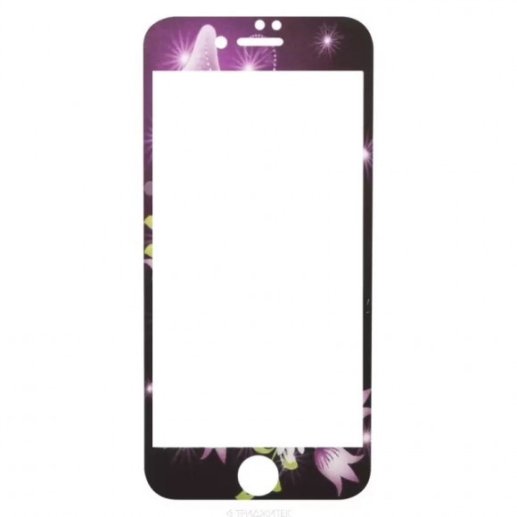 Защитная крышка + защитное стекло для Apple iPhone 8, 7 "Неоновая бабочка с цветами" (коробка)