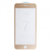 Защитное стекло "LP" для Apple iPhone 8, 7 Plus 4D, гибридное стекло, акриловая рамка, золото