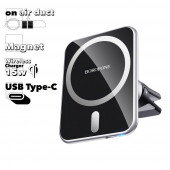Автомобильный держатель с БЗУ Borofone BH43 Joydock магнитный, в воздуховод, 15W, черный Автомобильный держатель с БЗУ Borofone BH43 Joydock магнитный, в воздуховод, 15W, черный