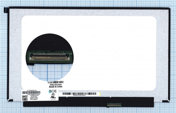 Матрица NT156WHM-T03, 15.6", TN, 1366x768 (HD), 60 Гц, 40 pin, LED, Slim (тонкая), разъём справа, без креплений, глянцевая