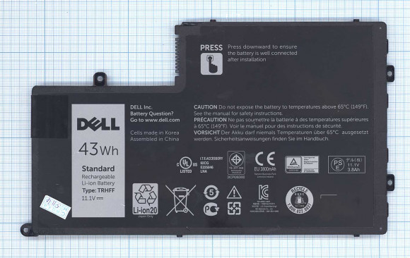 Аккумулятор (батарея) TRHFF для ноутбука Dell Inspiron 15-5547, 11.1В, 43Вт, 3800мАч, черный (оригинал) Аккумулятор (батарея) TRHFF для ноутбука Dell Inspiron 15-5547, 11.1В, 43Вт, 3800мАч, черный (оригинал)