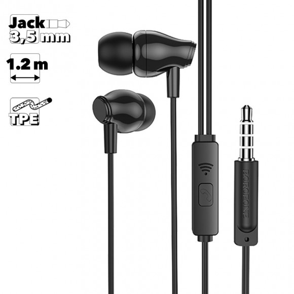 Гарнитура Borofone BM61 Wanderer Universal Earphones With Mic, черная