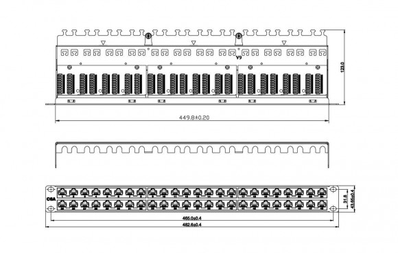 PPHD-19-48-8P8C-C6A-110D Патч-панель высокой плотности 19';, 1U, 48 портов RJ-45, неэкранированная, категория 6A, Dual IDC Hyperline