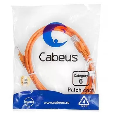 Патч-корд U/UTP Cabeus PC-UTP-RJ45-Cat.6-1.5m-OR