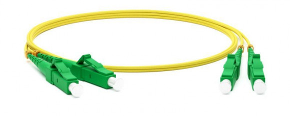 FC-D2-9-LC/AR-LC/AR-H-0.5M-LSZH-YL Патч-корд волоконно-оптический (шнур) SM 9/125 (OS2), LC/APC-LC/APC, 2.0 мм, duplex, LSZH, 0.5 м Hyperline