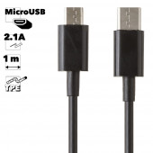 USB кабель "LP" USB Type-C - USB Micro (черный, европакет)