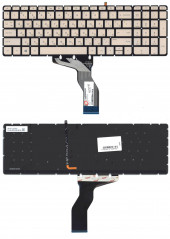 Клавиатура для ноутбука HP Pavilion 15-AB, 15-AB000, 15Z-AB100 золотая с подсветкой