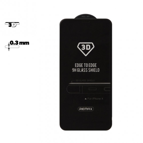 Защитное стекло Remax Caesar 3D Tempered Glass GL-04 для Apple iPhone X с рамкой, черное