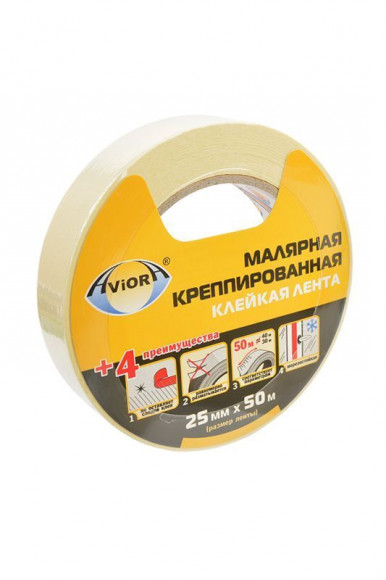 Клеящая лента AVIORA 304-007 малярная креппированная, 25мм*50м, SR1