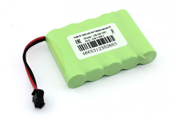 Аккумулятор Ni-Mh 6В, 2400 мАч, AA Flatpack разъем SM