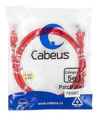 Патч-корд U/UTP Cabeus PC-UTP-RJ45-Cat.5e-1.5m-RD
