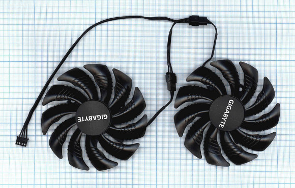 Вентилятор (кулер) для видеокарты Gigabyte RX 470, 570, 580, GTX 1060 88мм двойной, 4-pin Вентилятор (кулер) для видеокарты Gigabyte RX 470, 570, 580, GTX 1060 88мм двойной, 4-pin