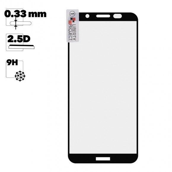 Защитное стекло "LP" для Huawei Y5p Thin Frame Full Glue с рамкой 0.33 мм, 2.5D, 9H, черное