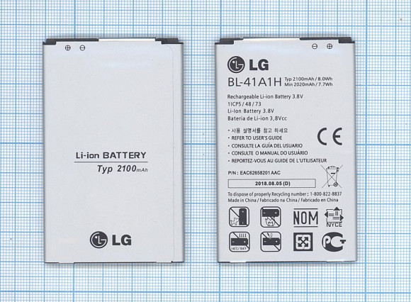 Аккумулятор (батарея) BL-41A1H для телефона LG Optimus F60, 2100мАч, 3.8В,