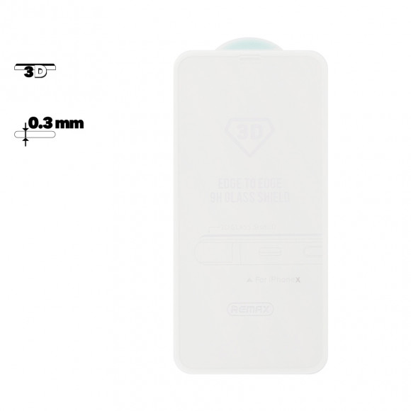 Защитное стекло Remax Caesar 3D Tempered Glass GL-04 для Apple iPhone X с рамкой, белое